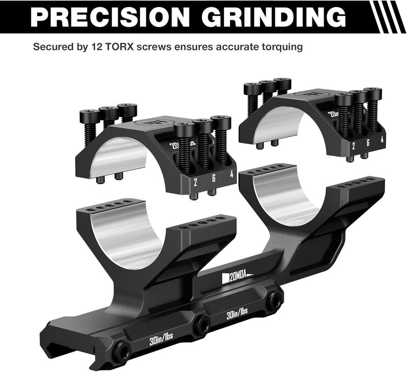 DISCOVERYOPT Heavy Duty Cantilever Scope Mount, One-Piece 20 MOA Picatinny Offset Dual Ring 30mm 34mm Scope Mount - Image 3
